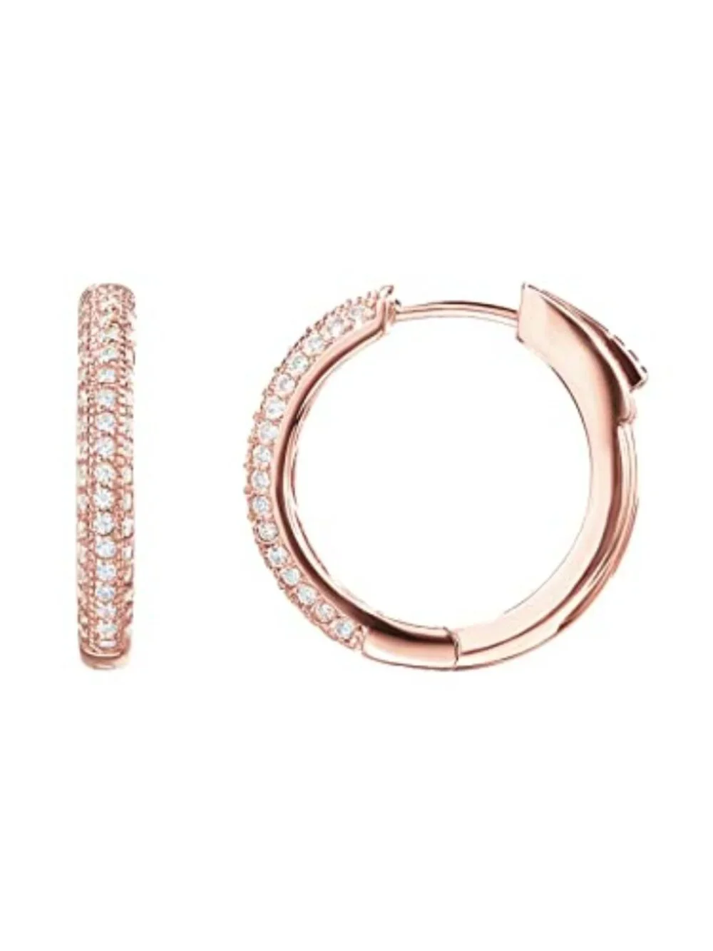 New - 14K Gold Plated 925 Sterling Silver Posts Cubic Zirconia Hoop Earrings